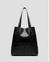 Megan Midi black leather shopper bag - Woman | Roberto Verino