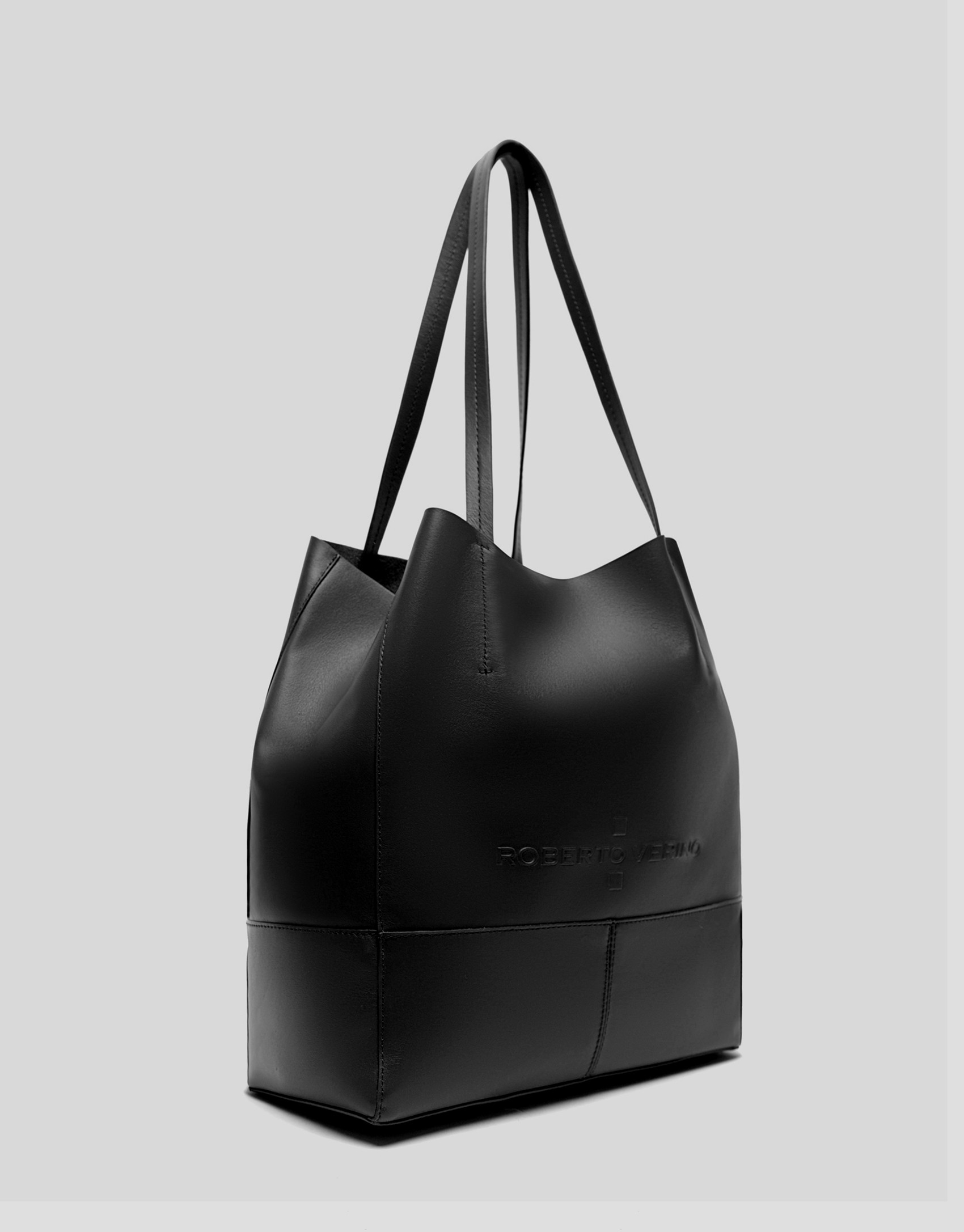 Bolso shopper Megan Midi piel negra - Mujer | Roberto Verino