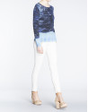 Blue hand-printed long sleeve sweater 