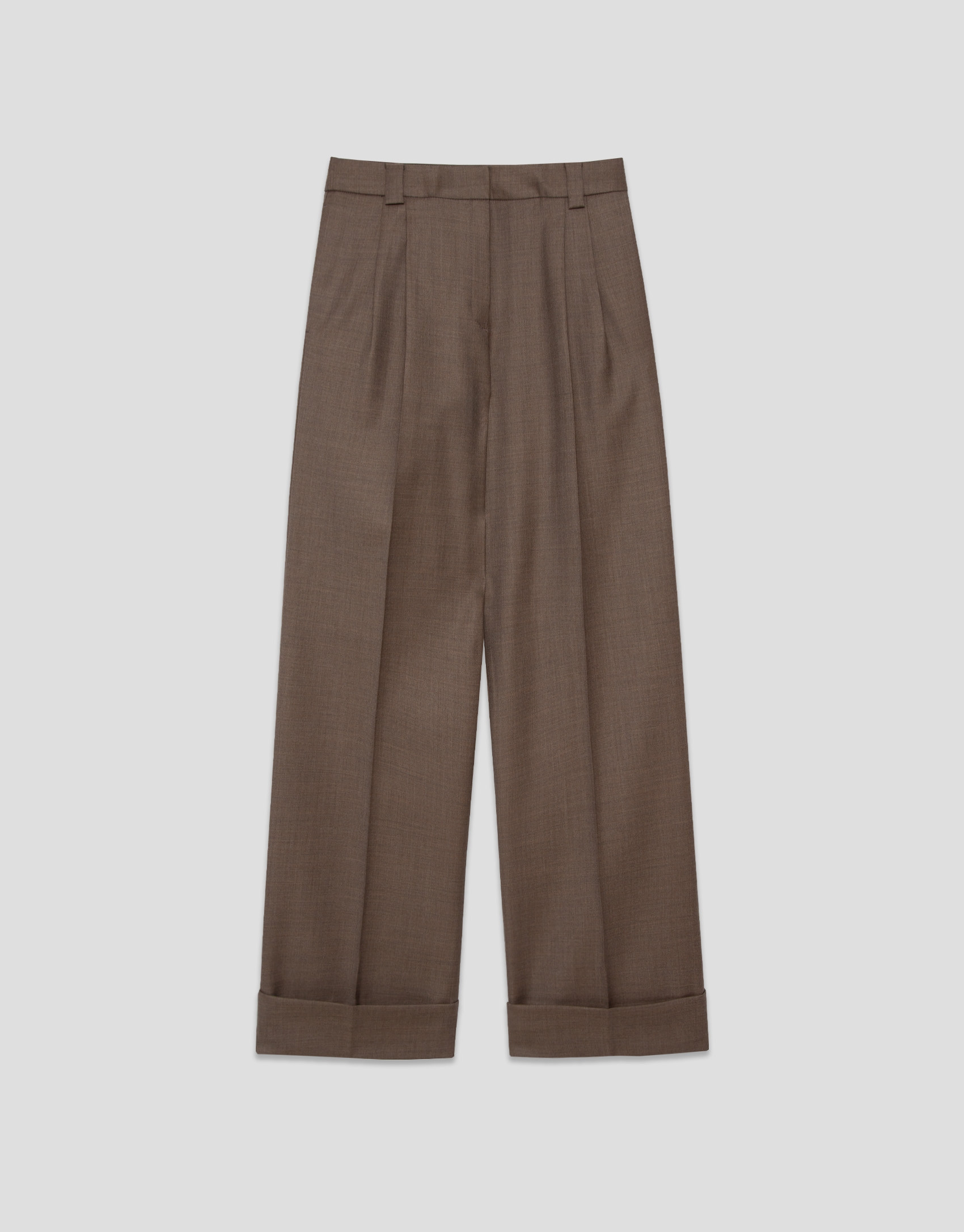 Cool wool tailored trousers in toasted brown | Roberto Verino