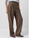 Cool wool tailored trousers in toasted brown | Roberto Verino