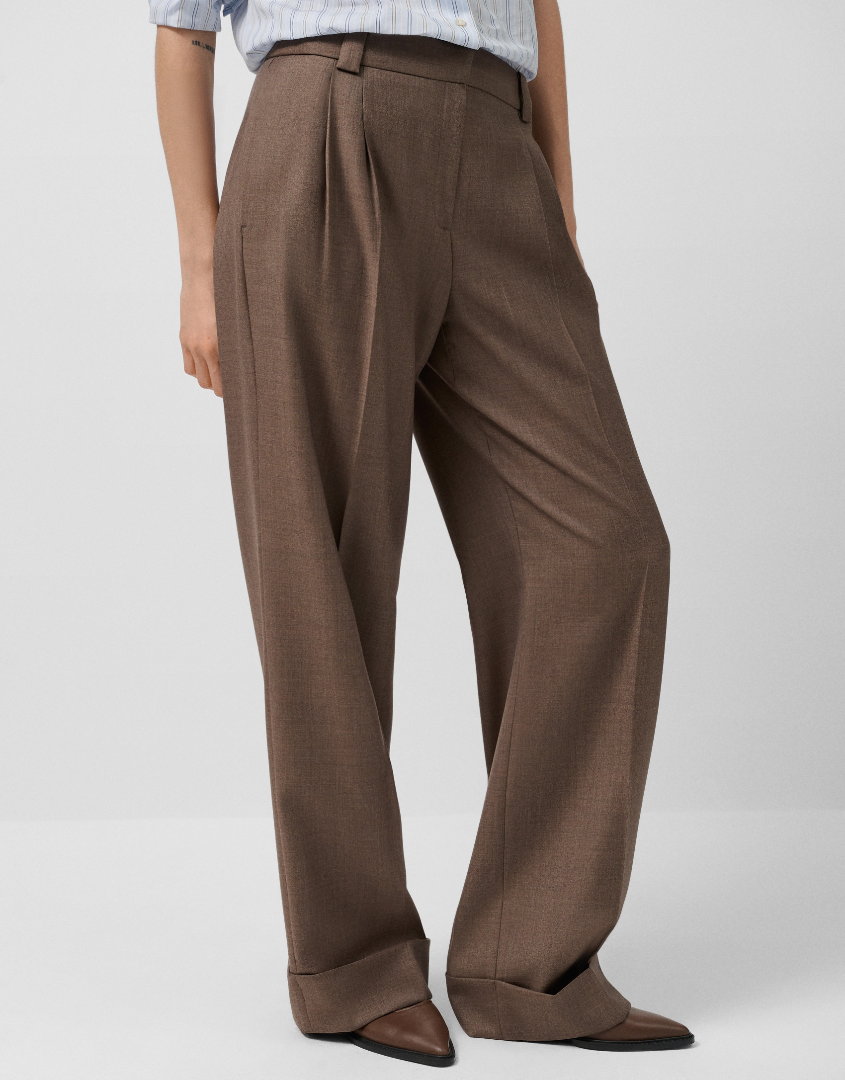 Pantalón sastre lana fría marrón tostado | Roberto Verino