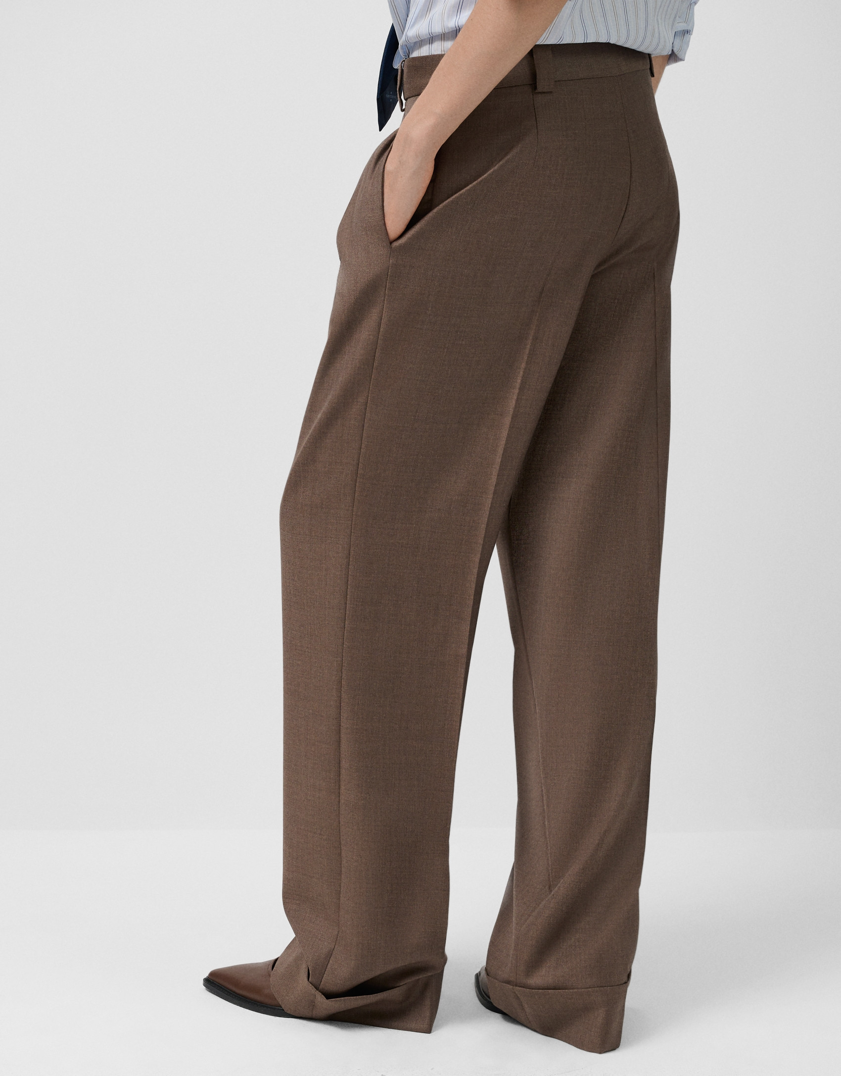 Pantalón sastre lana fría marrón tostado | Roberto Verino