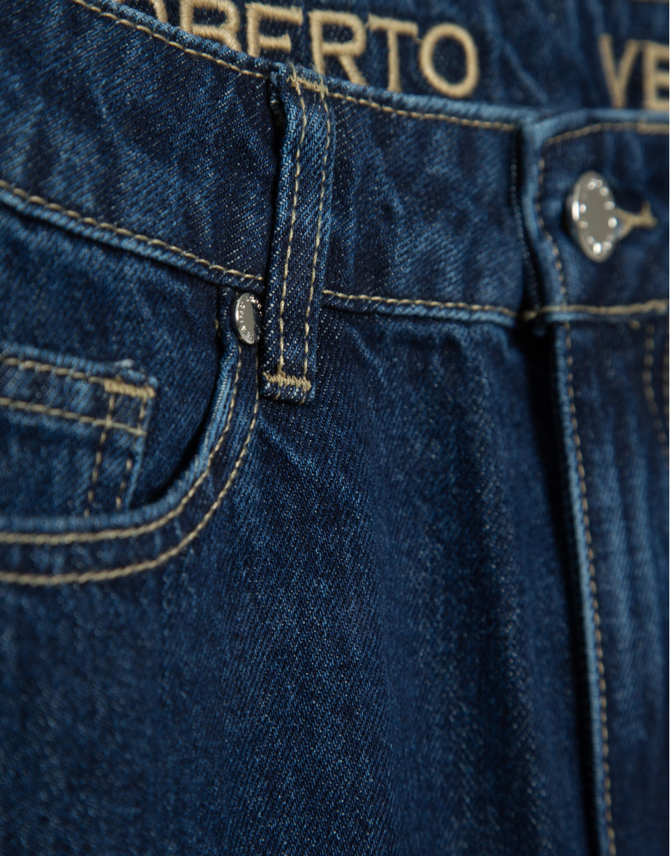 Wide-legged blue jeans - Woman - AW2025 | Roberto Verino