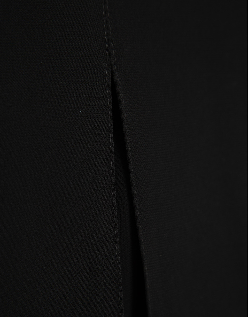 Pantalón ancho con abertura crepe negro - Mujer | Roberto Verino