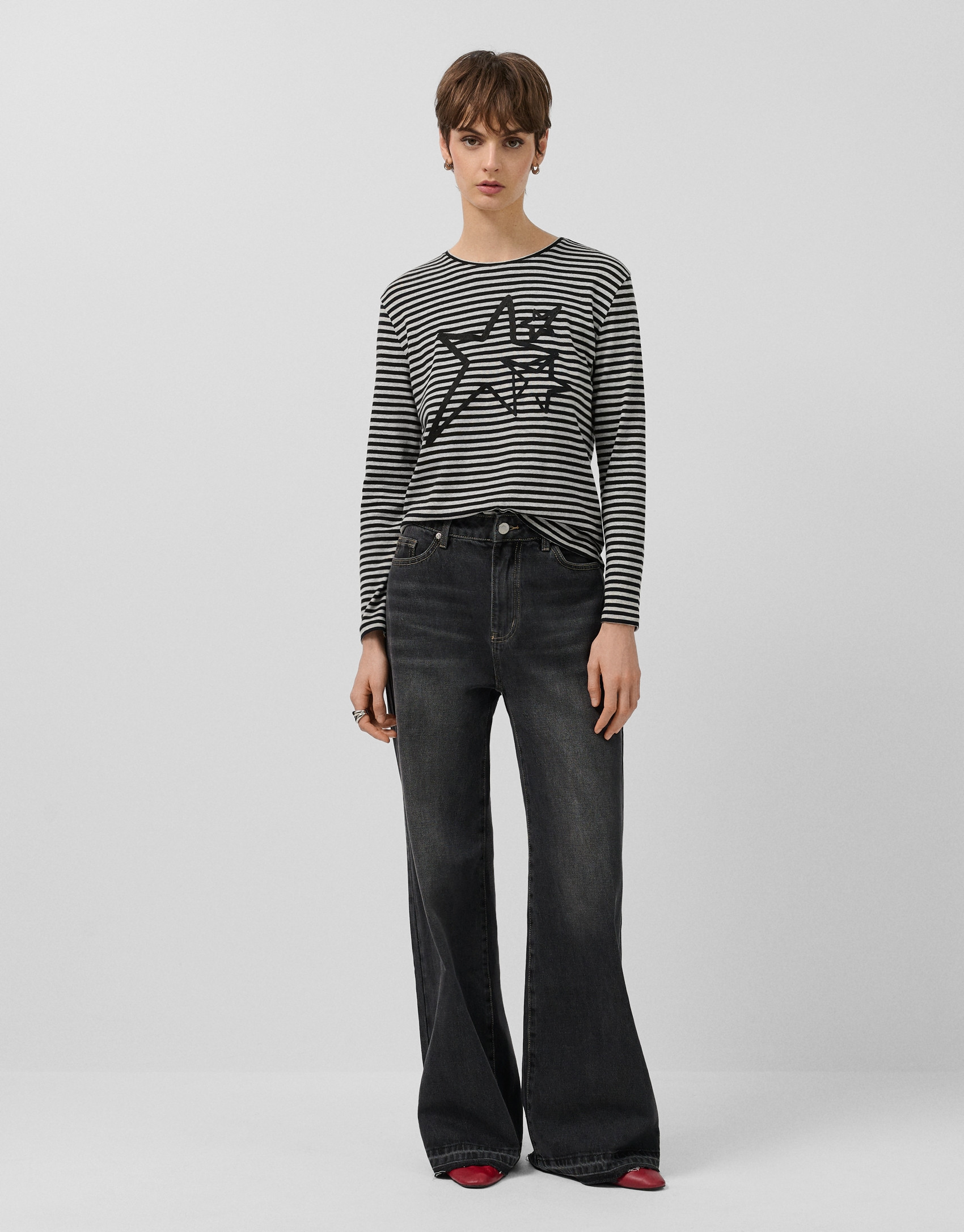 Pantalón ancho vaquero negro - Mujer - OI2025 | Roberto Verino