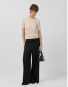 Pantalón ancho con abertura crepe negro - Mujer | Roberto Verino