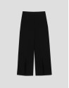 Wide-legged black crepe trousers with slit | Roberto Verino