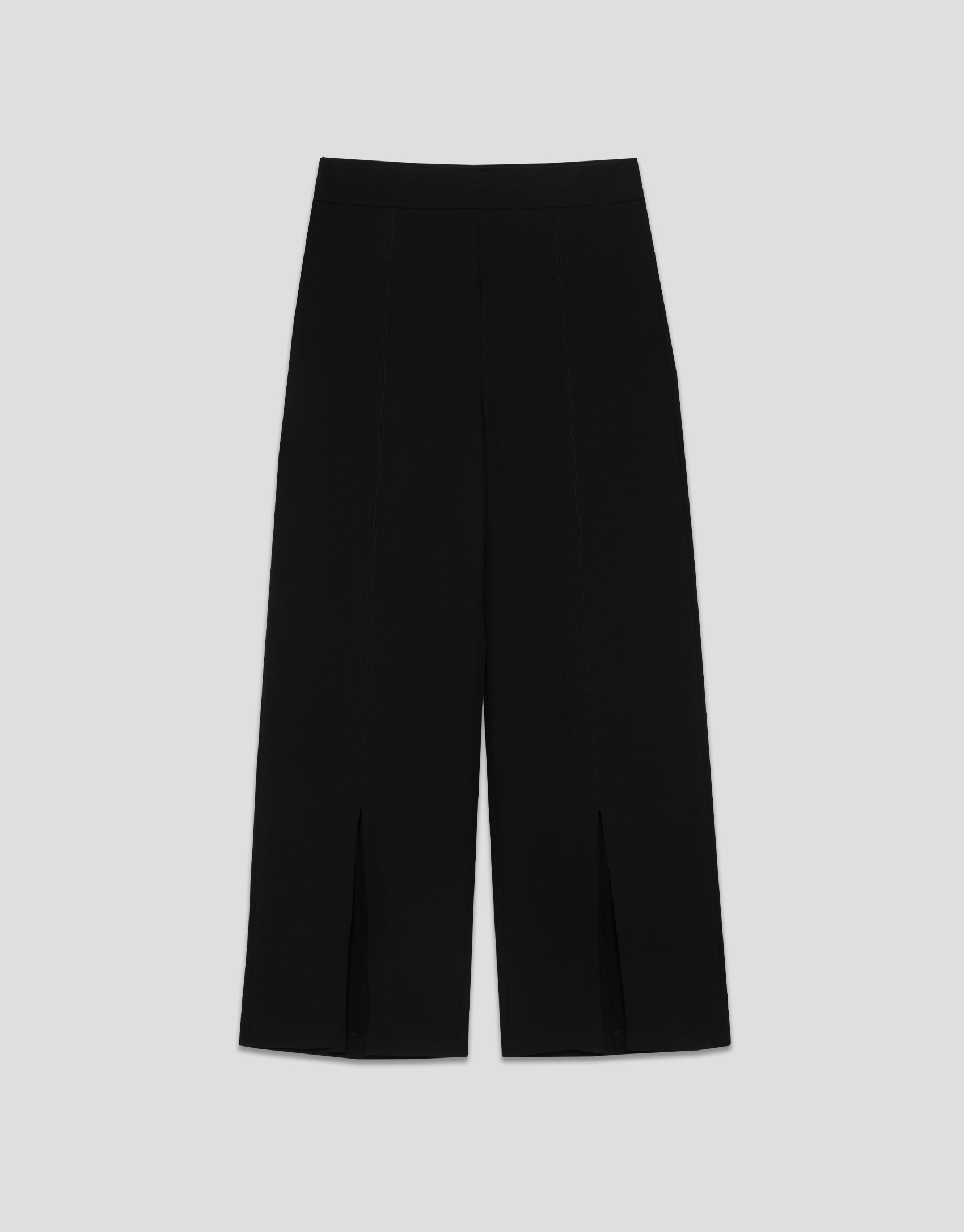 Pantalón ancho con abertura crepe negro - Mujer | Roberto Verino