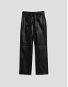 Black napa straight trousers with belt - Woman | Roberto Verino