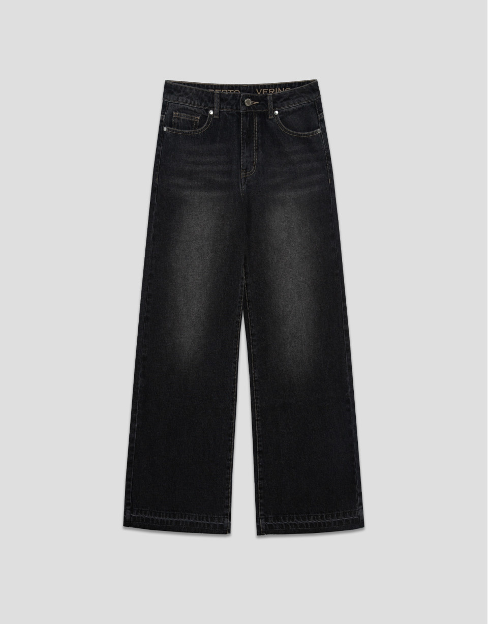Wide-leg black jeans - Woman - AW2025 | Roberto Verino