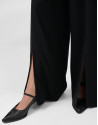 Pantalón ancho con abertura crepe negro - Mujer | Roberto Verino