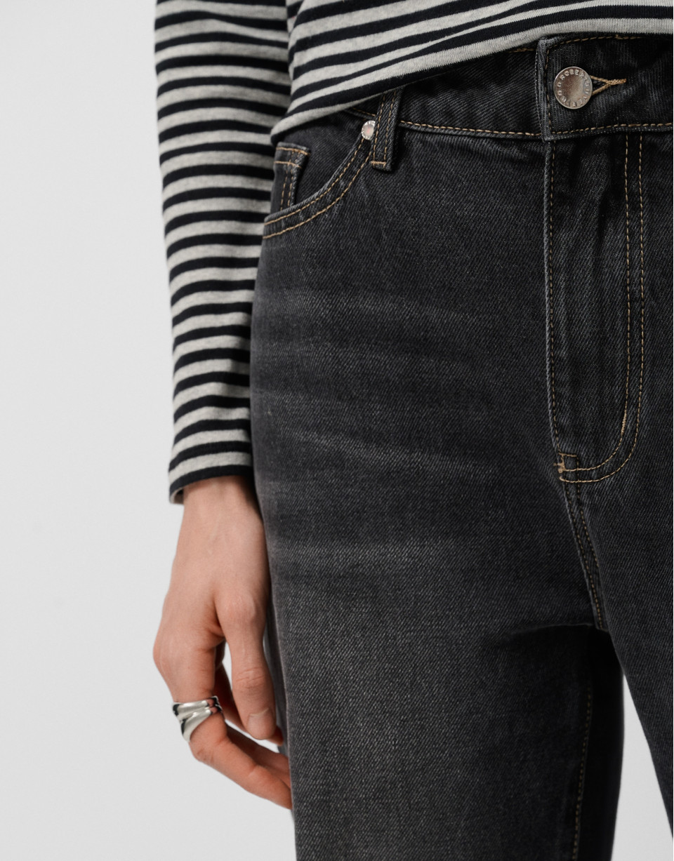 Pantalón ancho vaquero negro - Mujer - OI2025 | Roberto Verino
