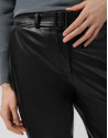Black napa straight trousers with belt - Woman | Roberto Verino
