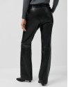 Pantalón recto napa negro con cinturón - Mujer | Roberto Verino