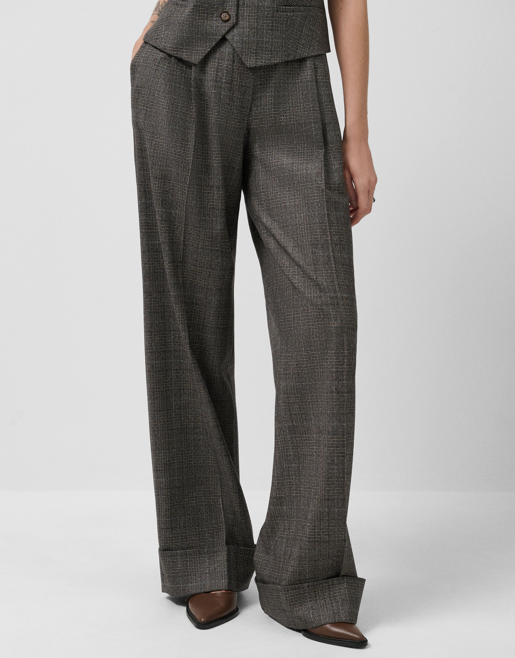 Pantalón pinzas corte masculino cuadro gales... | Roberto Verino