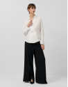Cross-over shirt with white cotton stitched ... | Roberto Verino