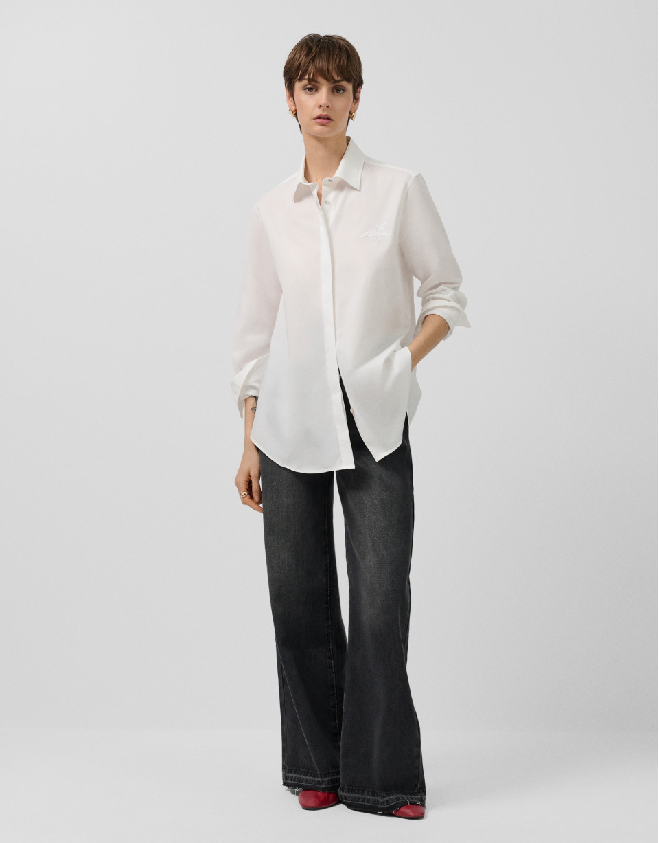 Men's cut white cotton shirt - Woman - AW2025 | Roberto Verino