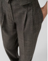 Men's cut pleated trousers with a brown Welsh... | Roberto Verino