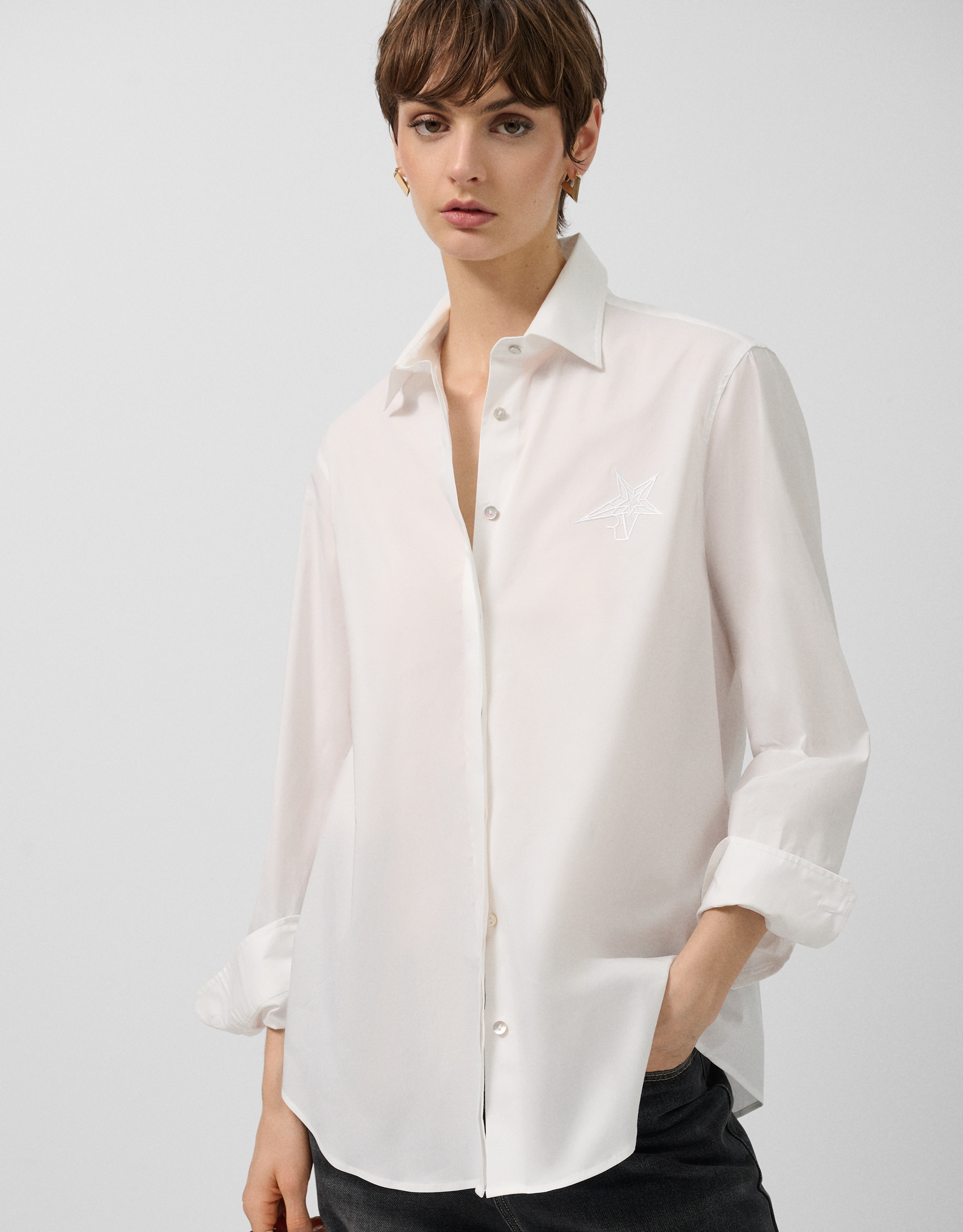 Camisa corte masculino algodón blanco - Mujer | Roberto Verino
