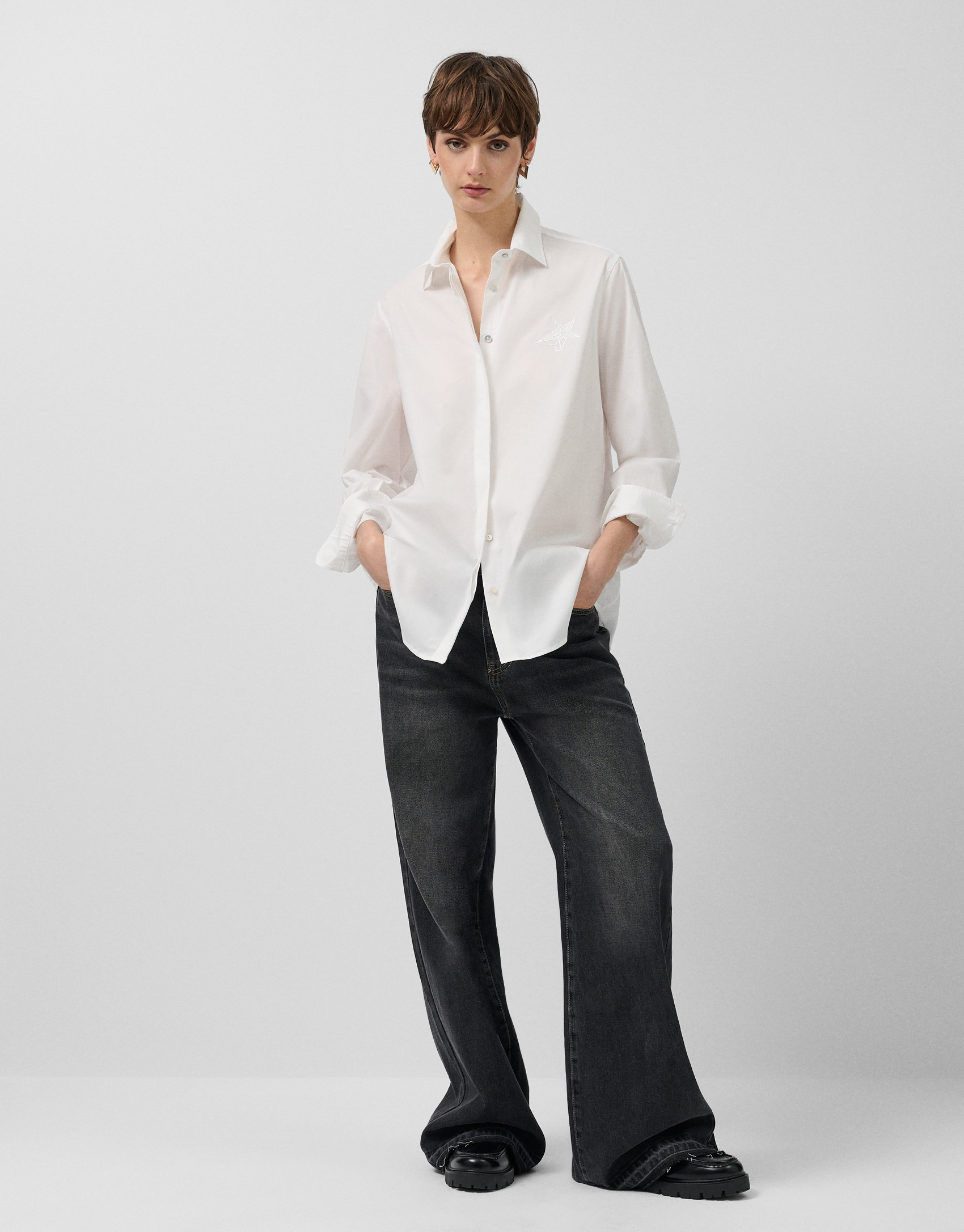 Men's cut white cotton shirt - Woman - AW2025 | Roberto Verino