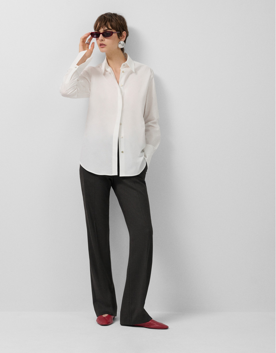 Camisa algodón blanco con puños oversize | Roberto Verino