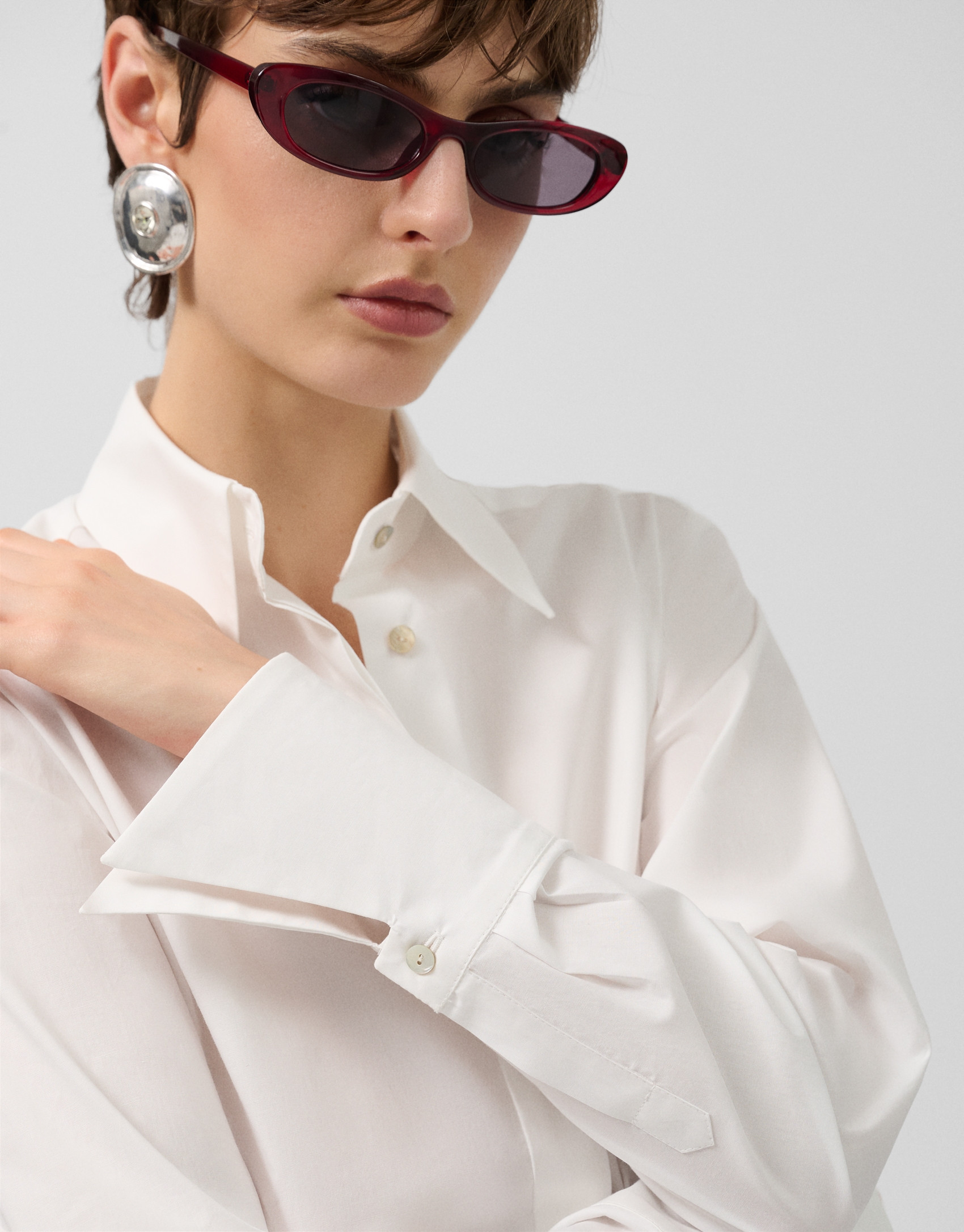 Camisa algodón blanco con puños oversize | Roberto Verino