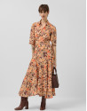 Orange floral print chiffon ruffle sleeve dress | Roberto Verino
