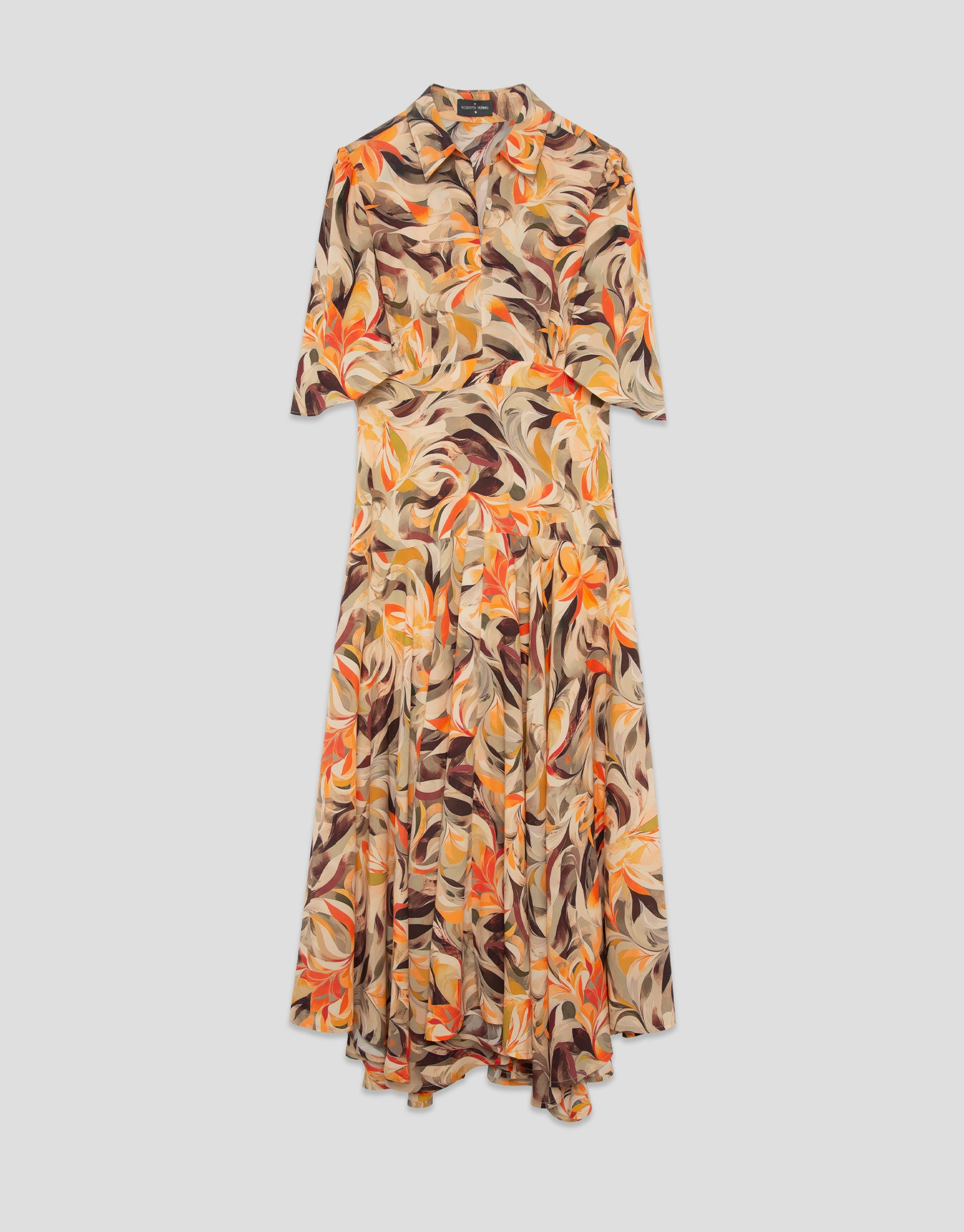 Vestido manga volante gasa estampado floral ... | Roberto Verino