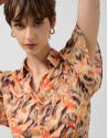 Orange floral print chiffon ruffle sleeve dress | Roberto Verino