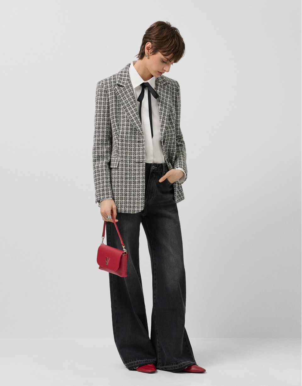 Chaqueta corta tweed blanco y negro hilos ... | Roberto Verino