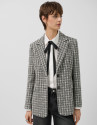 Short black and white tweed jacket with gold ... | Roberto Verino