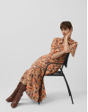 Vestido manga volante gasa estampado floral ... | Roberto Verino