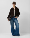 Brown suede jacket with stitching - Woman | Roberto Verino