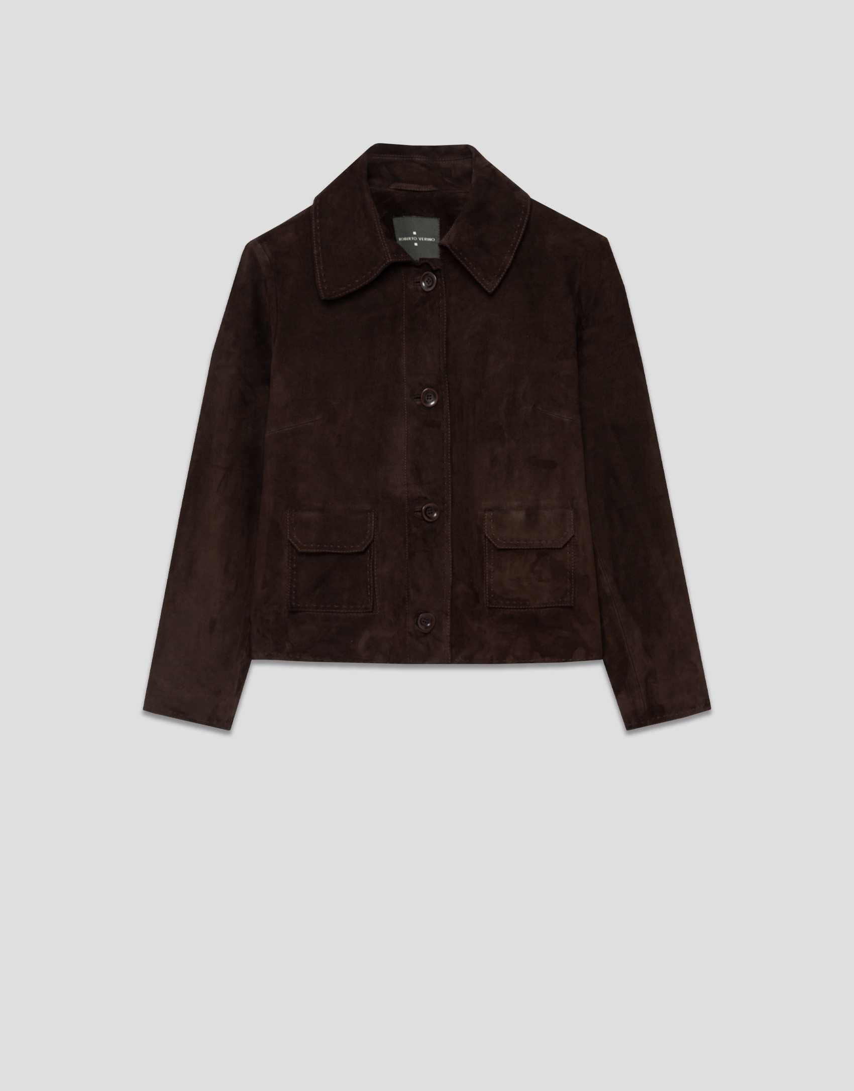 Brown suede jacket with stitching - Woman | Roberto Verino