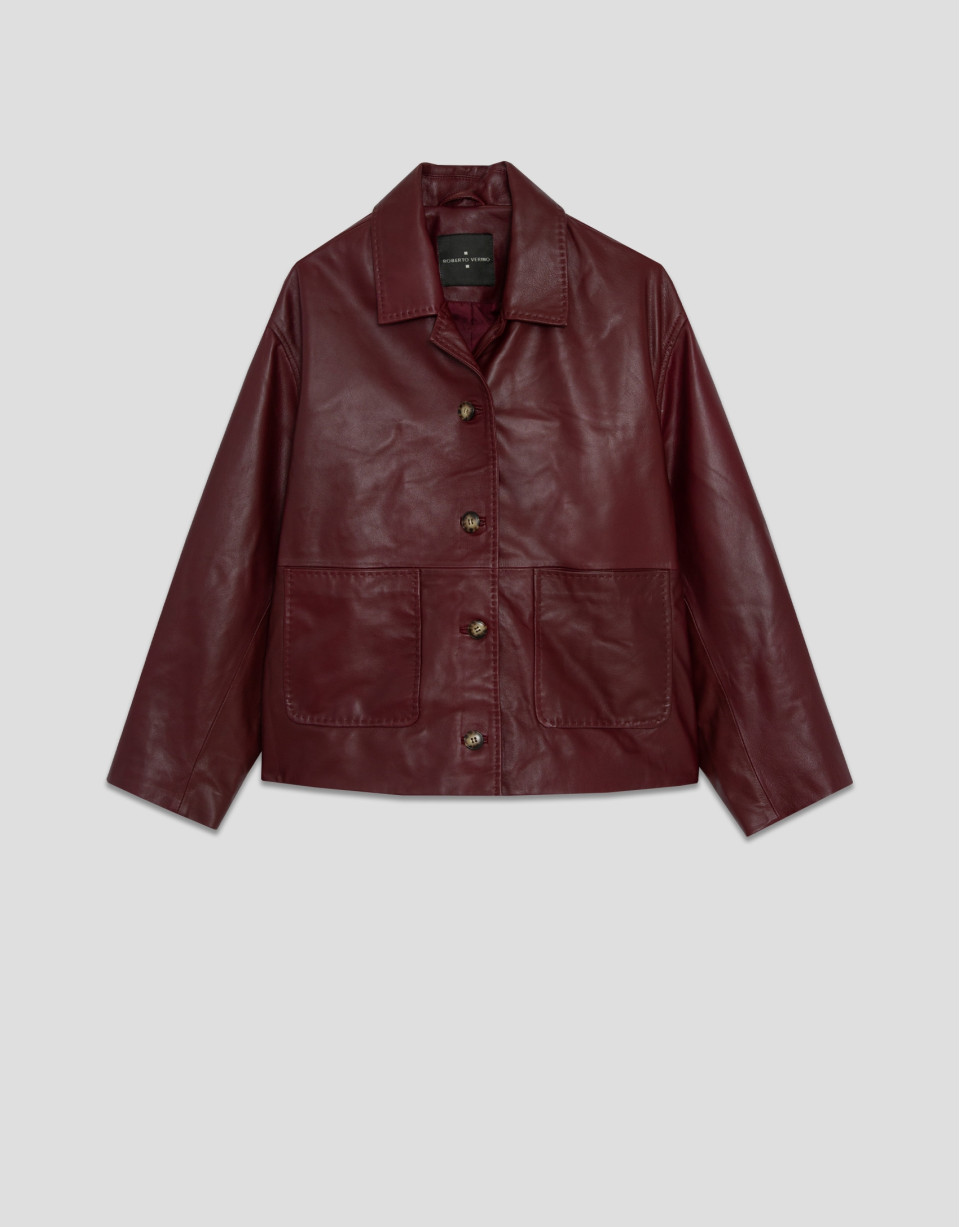 Chaqueta con bolsillos napa granate | Roberto Verino