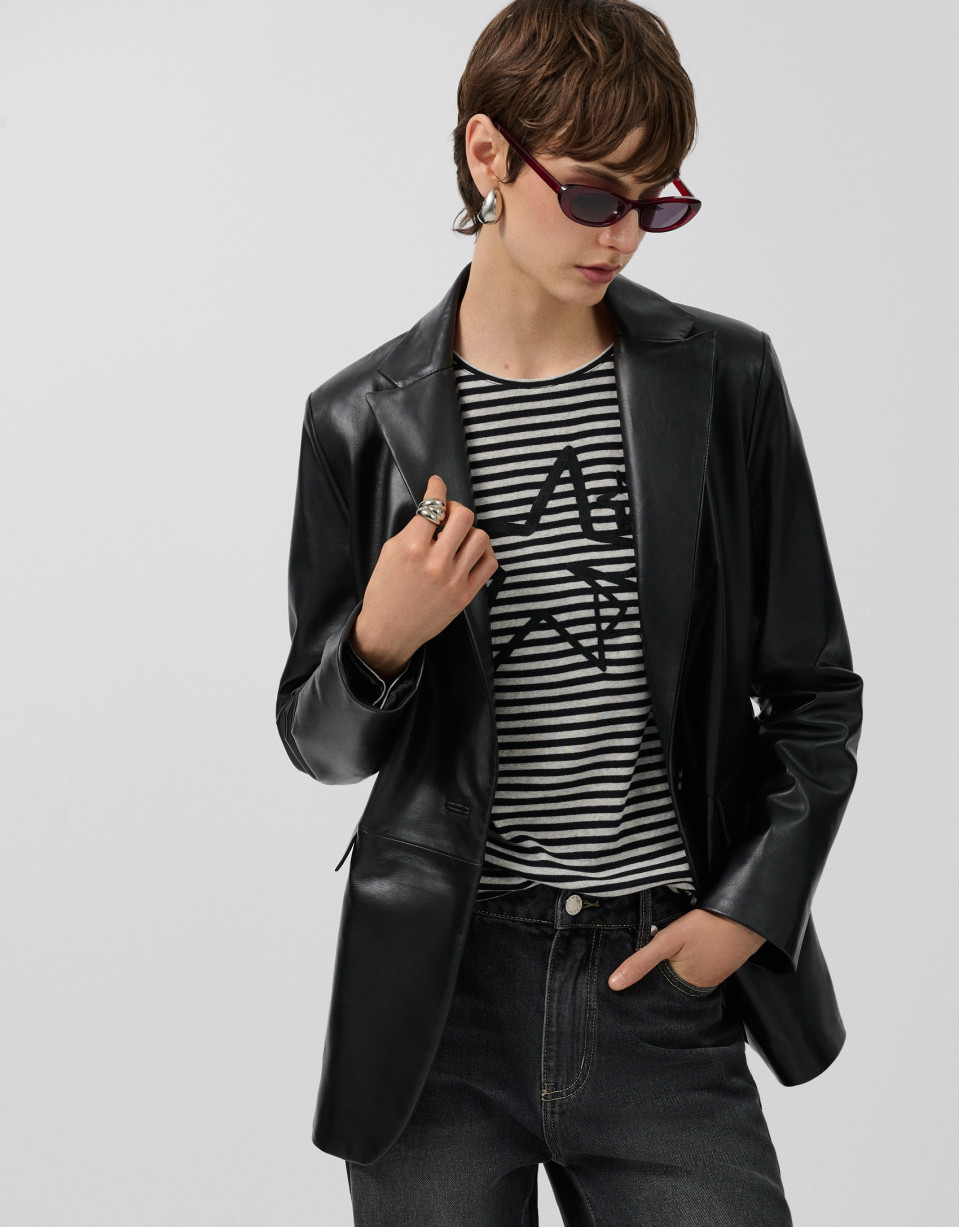 Blazer un botón napa negra - Mujer - OI2025 | Roberto Verino