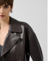 Chaquetón cruzado con bolsillos napa marrón | Roberto Verino