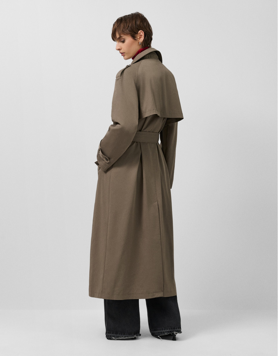 Classic long khaki green trench coat - Woman | Roberto Verino