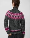 Grey high neck sweater with pink alpine design | Roberto Verino