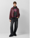 Grey high neck sweater with pink alpine design | Roberto Verino