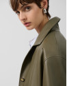 Chaqueta con bolsillos napa verde - Mujer | Roberto Verino