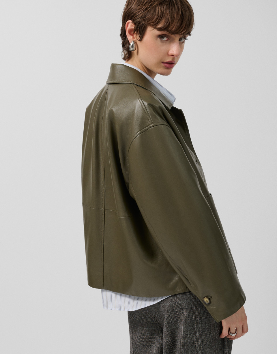 Chaqueta con bolsillos napa verde - Mujer | Roberto Verino