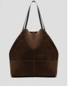 Megan brown suede shopper bag - Woman - SS2026 | Roberto Verino