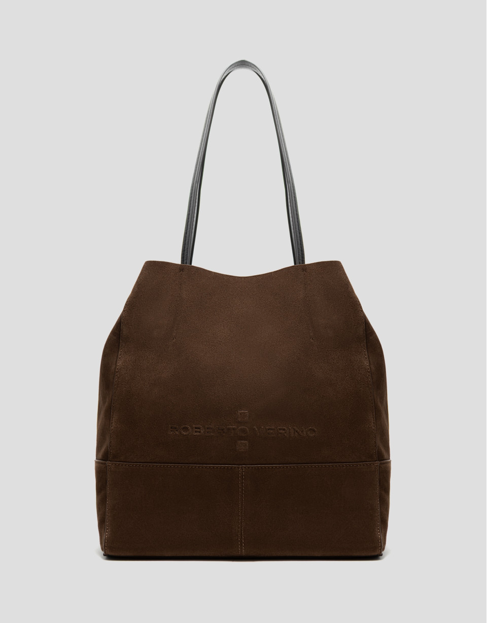 Bolso shopper Megan Midi ante marrón - Verano | Roberto Verino