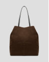 Bolso shopper Megan Midi ante marrón - Verano | Roberto Verino