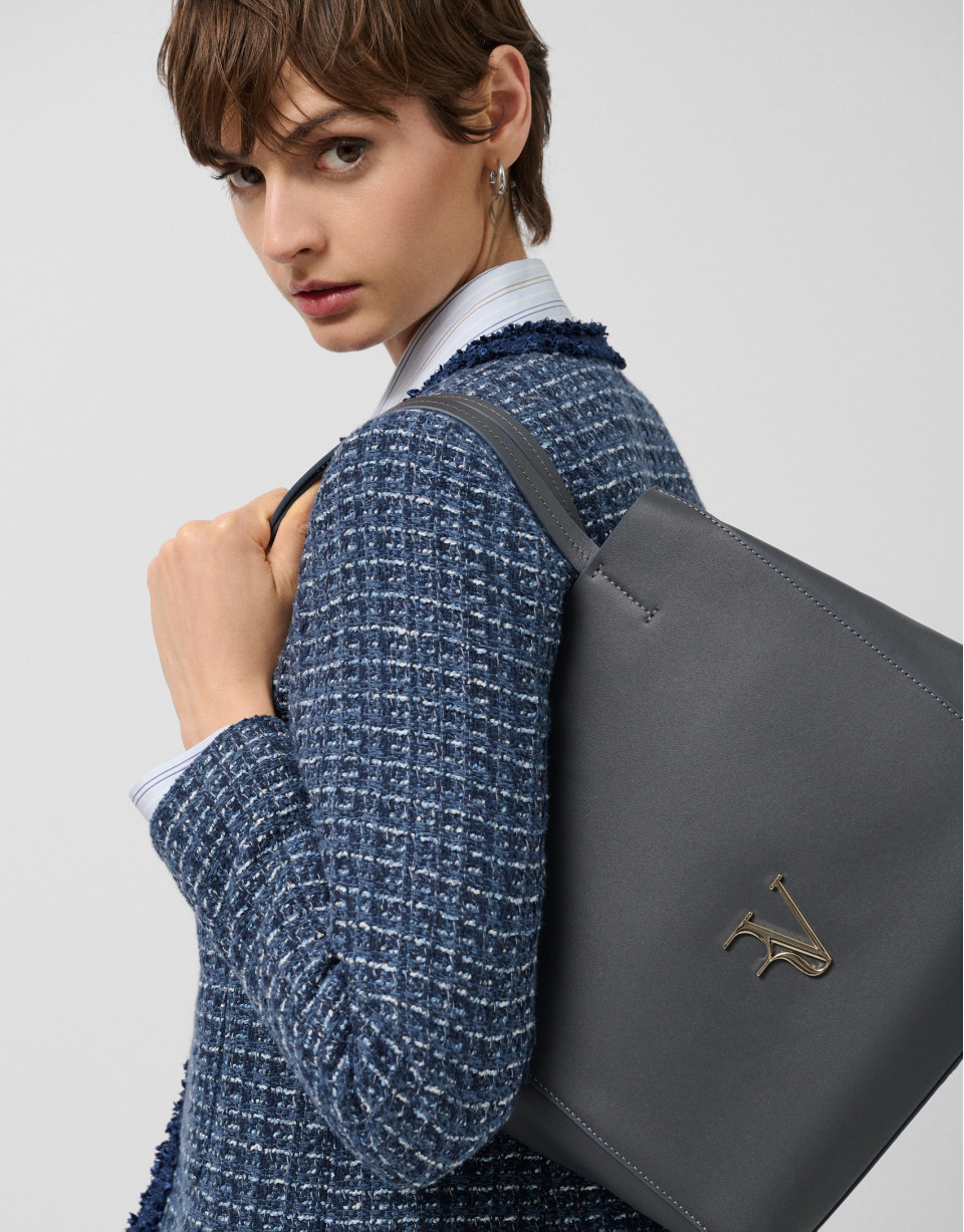 Bruna Tote Maxi bag in grey leather - Woman | Roberto Verino