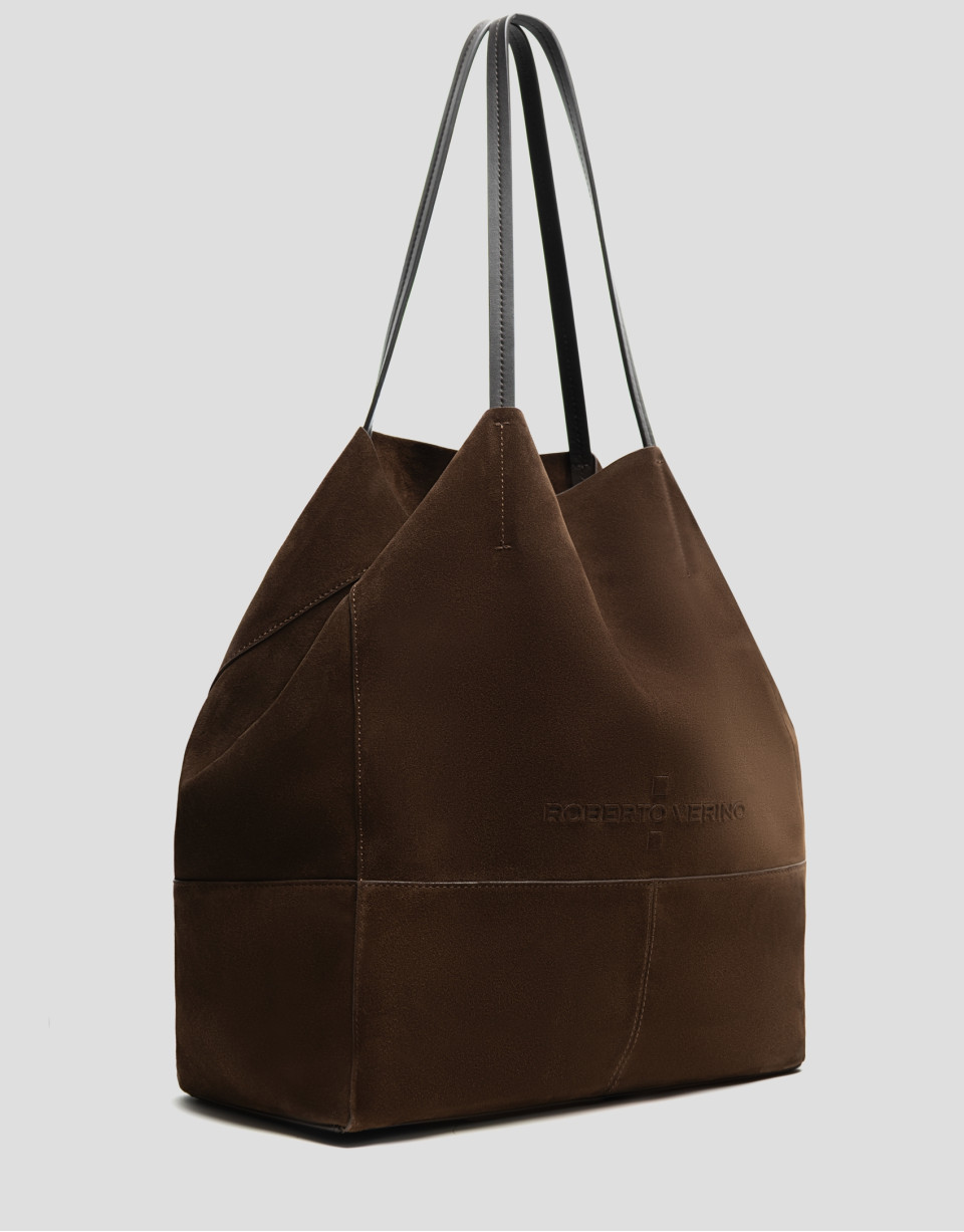 Megan brown suede shopper bag - Woman - SS2026 | Roberto Verino