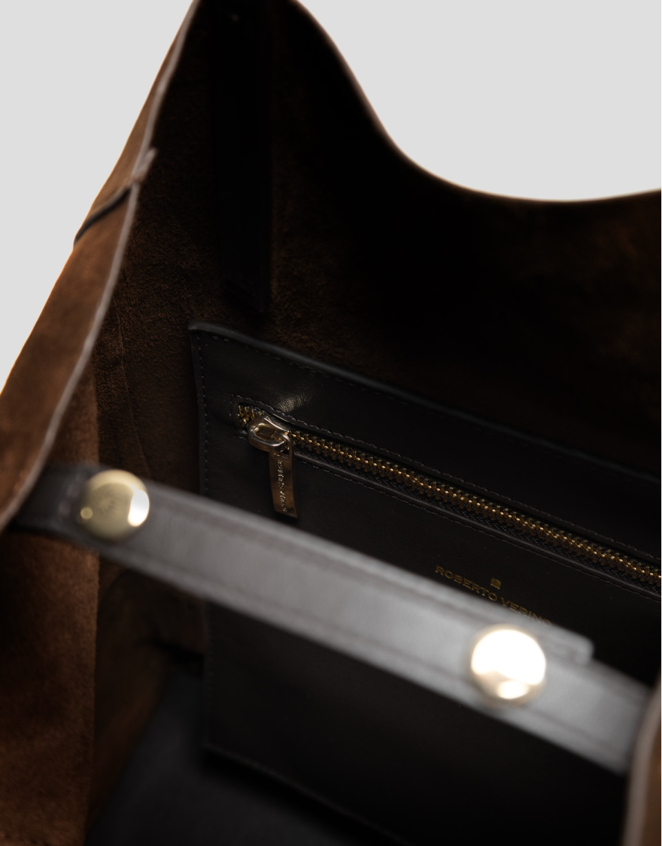 Megan brown suede shopper bag - Woman - SS2026 | Roberto Verino