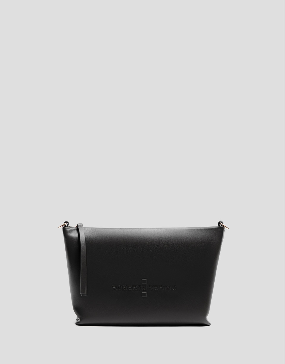 Megan Messenger black leather shoulder bag | Roberto Verino